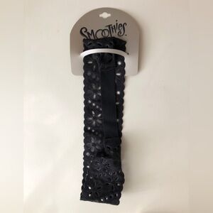 NWT Smoothies Headband Black Floral Pattern Ultrasuede